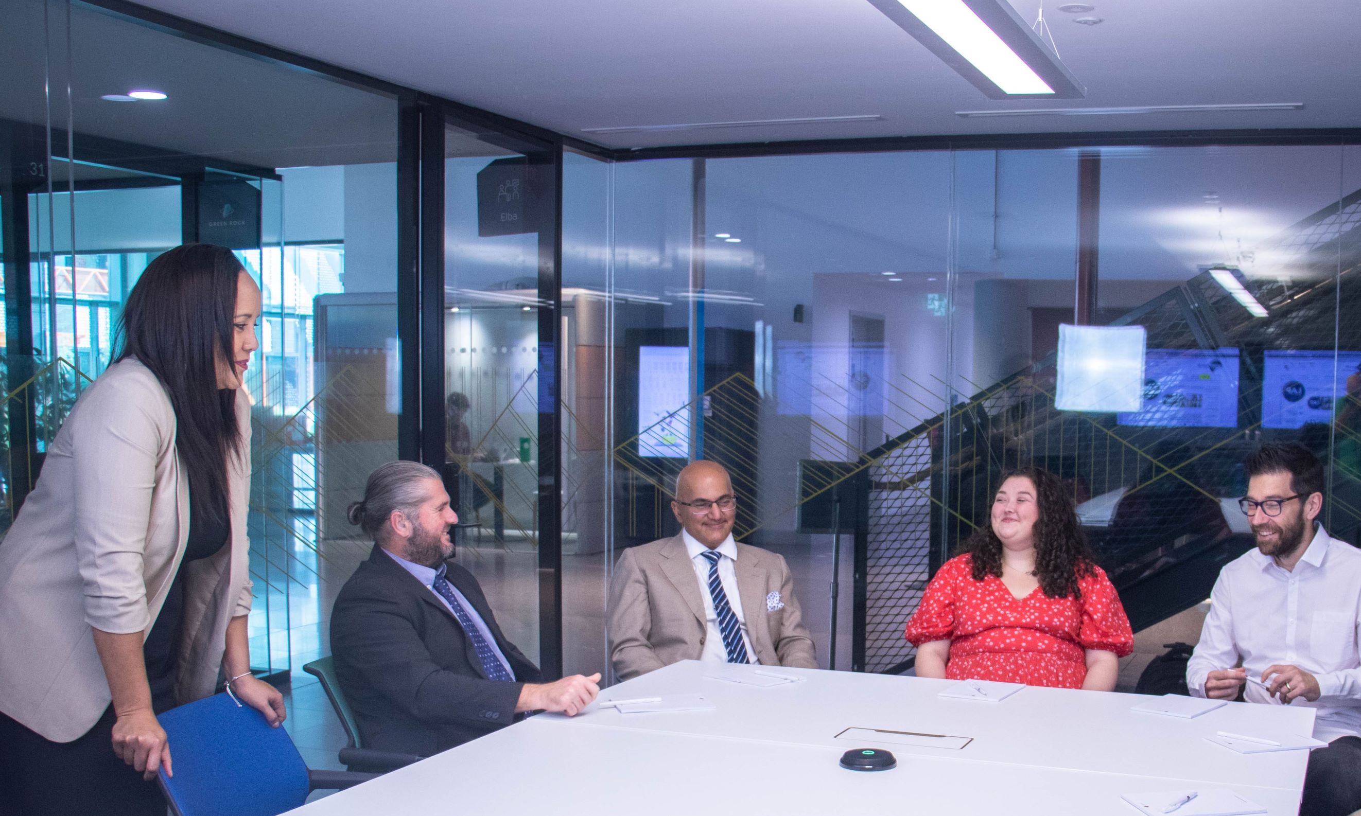 Meeting room with trainer and course participants 