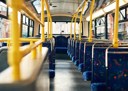 The top deck interior of a bus