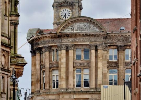 Image of a clock tower in Birmingham City