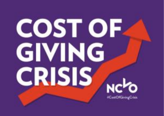 NCVO logo next to cost of giving crisis