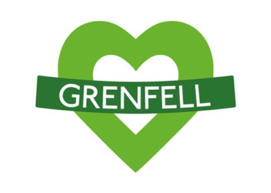 Justice for Grenfell in a green heart