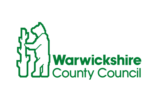 Warwickshire County Council logo - a green outline of a bear stood next to a tree