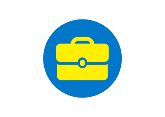 image of yellow briefcase on blue background